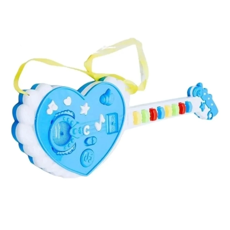 PACK X 3 GUITARRA JUGUETE ROCK LUCES SONIDOS INSTRUMENTO MUSICAL NIÑA CELESTE - 1