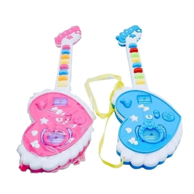PACK X 3 GUITARRA JUGUETE ROCK LUCES SONIDOS INSTRUMENTO MUSICAL NIÑA CELESTE - 2