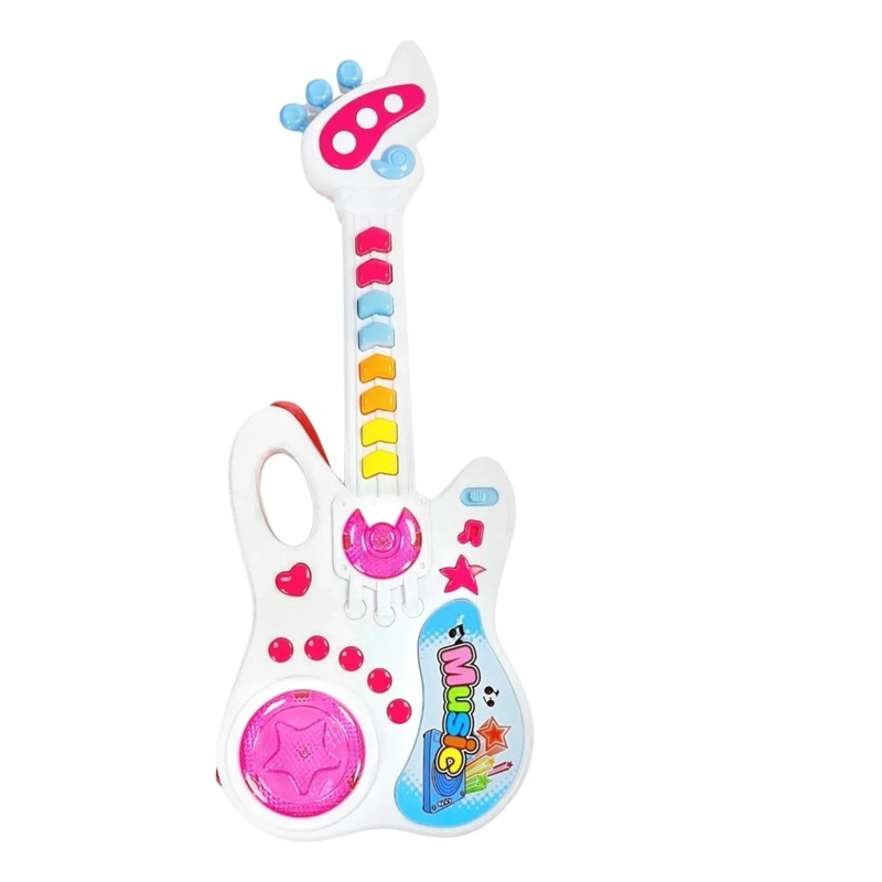 PACK X 3 GUITARRA C/LUZ Y FUNCION MUSICA Y MELODIAS 8 TECLAS CORREA ROSA/BLANCO - 1
