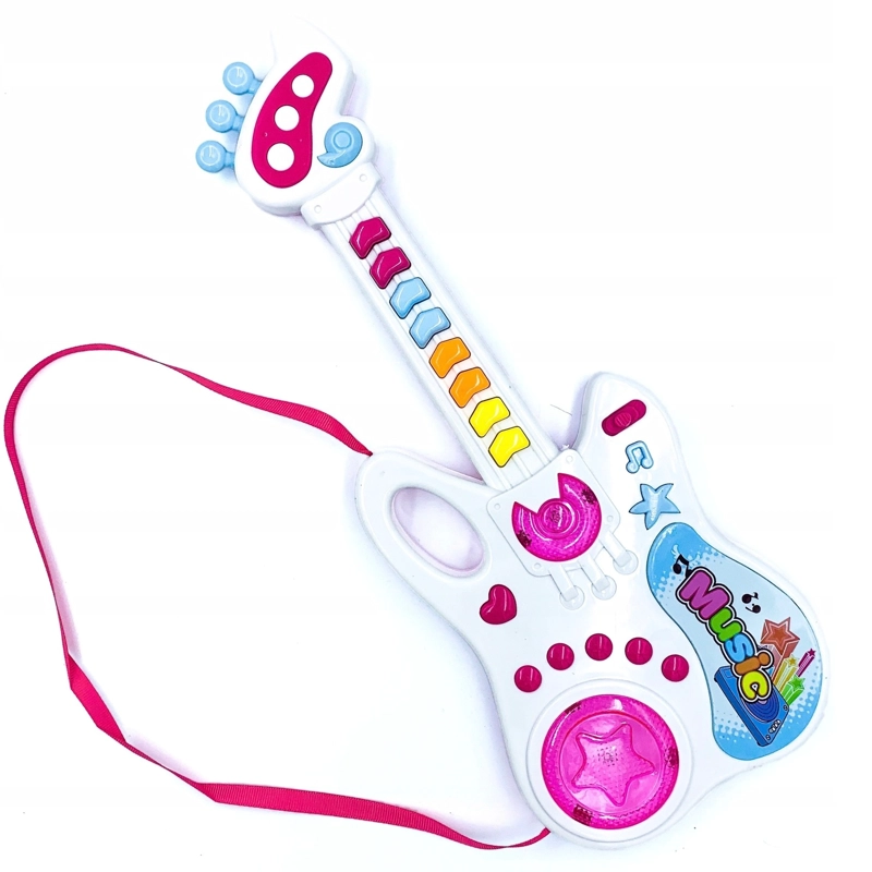 PACK X 3 GUITARRA C/LUZ Y FUNCION MUSICA Y MELODIAS 8 TECLAS CORREA ROSA/BLANCO - 2