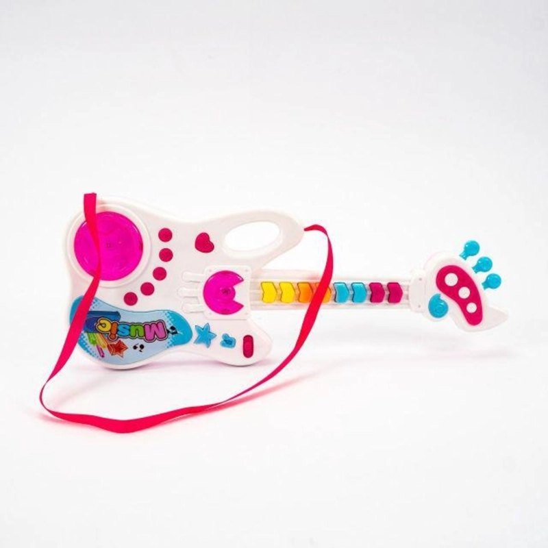 PACK X 3 GUITARRA C/LUZ Y FUNCION MUSICA Y MELODIAS 8 TECLAS CORREA ROSA/BLANCO - 3