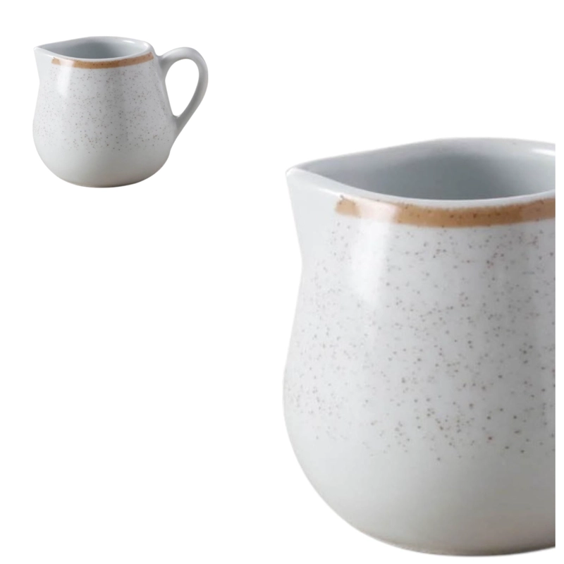CREMERA DE PORCELANA CON ASA  ARTISAN BEIGE CORONA - 1