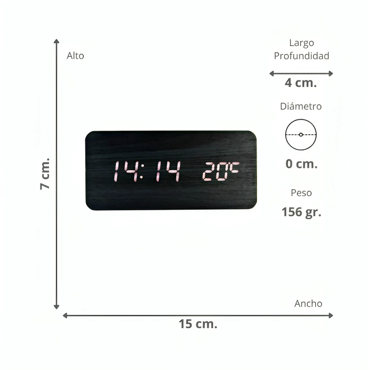 RELOJ DIGITAL LED TIPO MADERA ZEN MARRON - 1