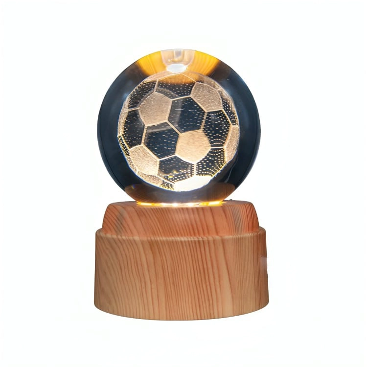 LAMPARA BOLA DE CRISTAL LED GIRATORIA BALON FUTBOL - 4