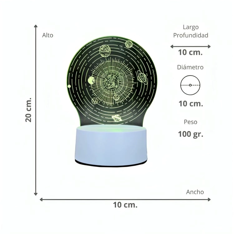 LAMPARA LED RGB VISUALIZACION 3D SISTEMA SOLAR - 2
