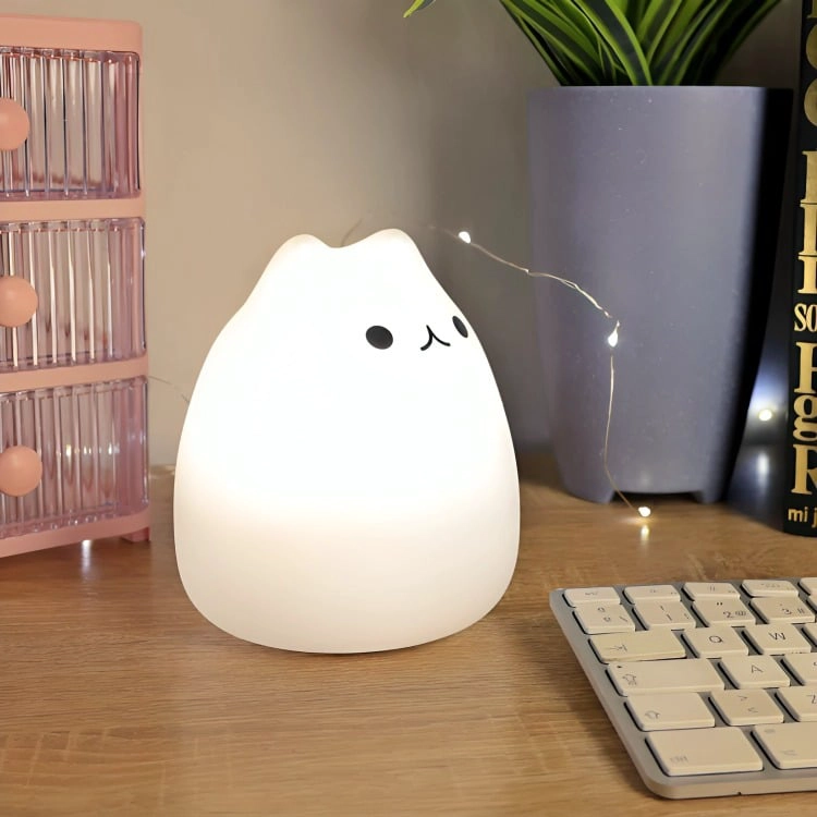LAMPARA DE NOCHE DE SILICONA LED RGB SQUISHY GATITO - 3