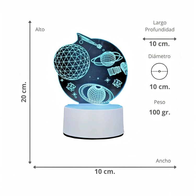 LAMPARA LED RGB VISUALIZACION 3D UNIVERSO - 2
