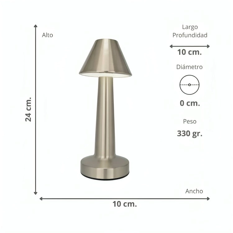 LAMPARA DE MESA TOUCH LED RECARGABLE USB PLATEADA - 2