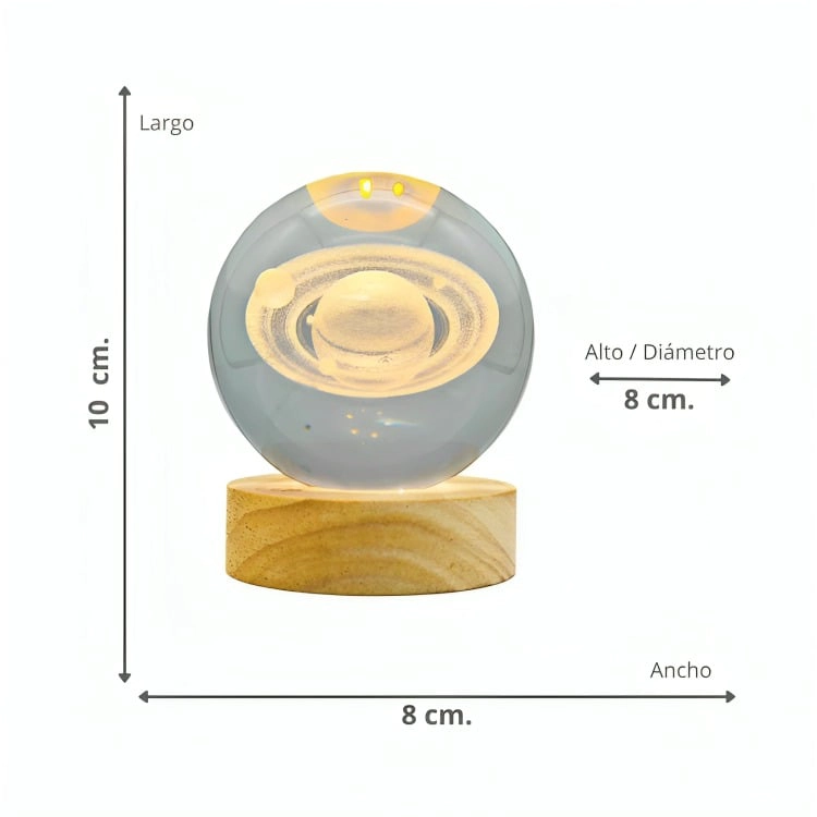 LAMPARA BOLA DE CRISTAL LED SATURNO - 1