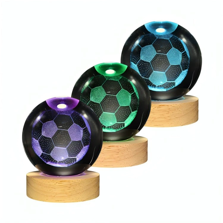 LAMPARA BOLA DE CRISTAL LED RGB COLORES FUTBOL - 2