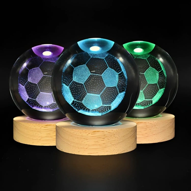 LAMPARA BOLA DE CRISTAL LED RGB COLORES FUTBOL - 3