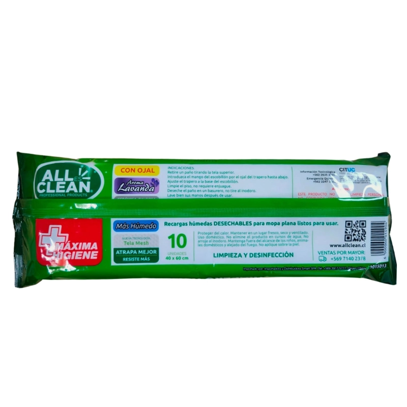 PACK X 4 PAÑO HUMEDO PARA PISO 10 UND / LAVANDA – ALL CLEAN - 3