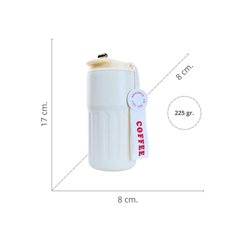VASO TE RMICO DE ACERO INOXIDABLE TERMOMETRO 460 ML BLANCO - 1