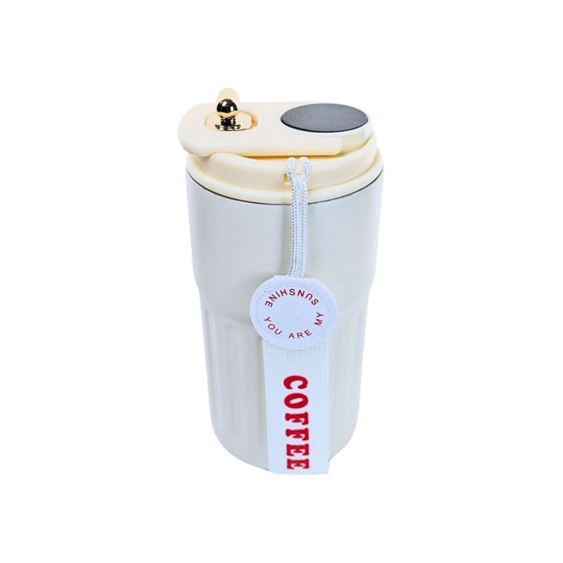 VASO TE RMICO DE ACERO INOXIDABLE TERMOMETRO 460 ML BLANCO - 6
