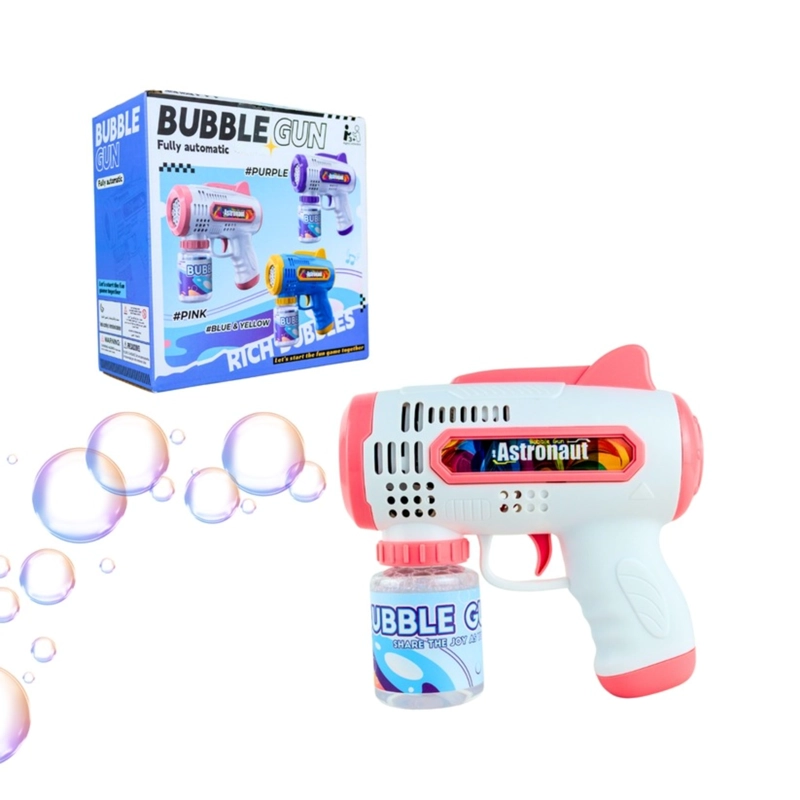 LANZADOR DE BURBUJAS ELE CTRICO CON LUCES LED ROSADA - 6