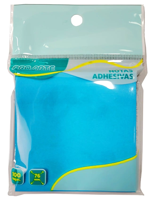 PACK 4 NOTAS ADHESIVAS PAPEL CELESTE 100H. 7.6 X7.6CMS. – PROARTE - 1