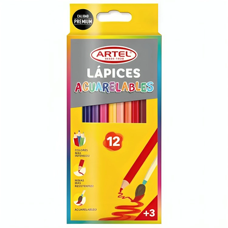 PACK 3 ESTUCHE 12 LAPICES ACUARELABLES – ARTEL - 3