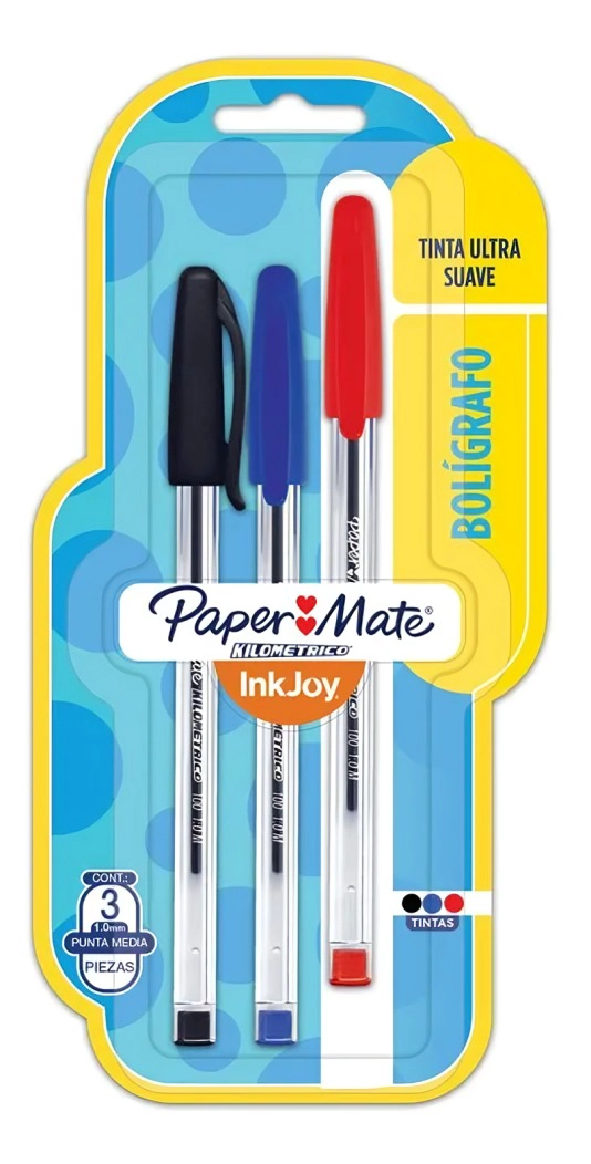 PACK 3 BOLIGRAFO INKJOY PUNTA MEDIA COLORES BASICOS 8 – PAPER MATE - 2