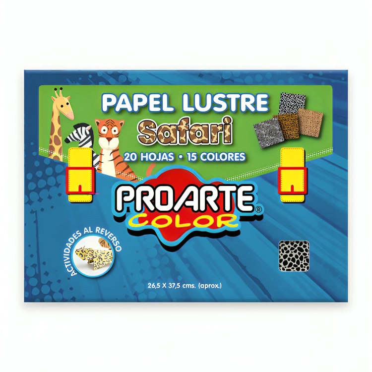 PACK 3 PAPEL LUSTRE ESTAMPADO SAFARI 20H. 15 DISEÑOS – PROARTE - 3