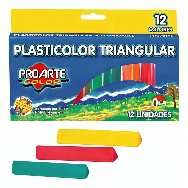 PACK 4 PLASTICINA TRIANGULAR PLASTICOLOR PROARTE - 2