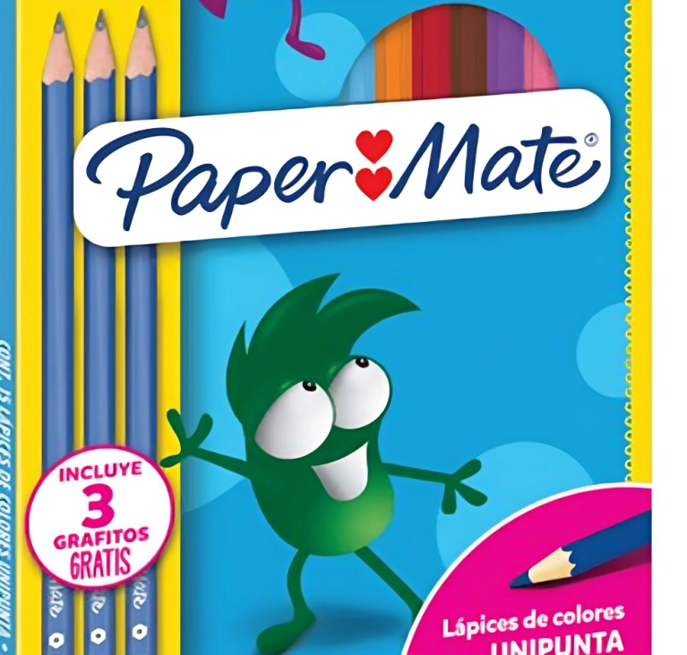 PACK 4 LAPICES 12 COLORES HEXAGONAL+ 3 LAPICES GRAFITOS PAPER MATE - 1