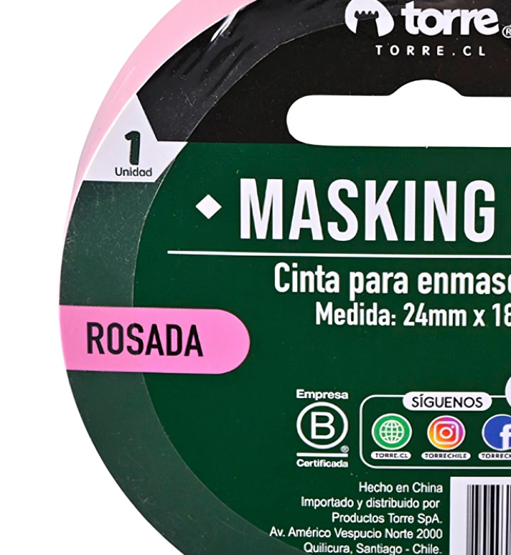 PACK 3 CINTA MASKING ROSADA 24MM. X18M. – TORRE - 1