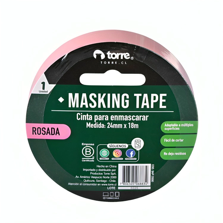 PACK 3 CINTA MASKING ROSADA 24MM. X18M. – TORRE - 3