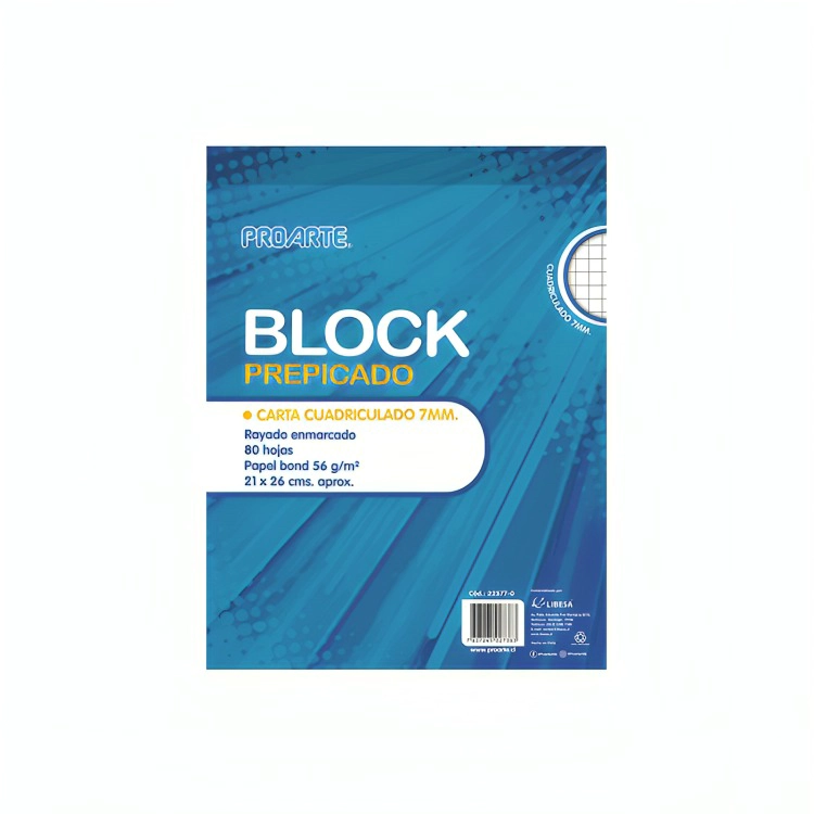 PACK 3 BLOCK PREPICADO CARTA 80H. MAT. 7MM. – PROARTE - 1