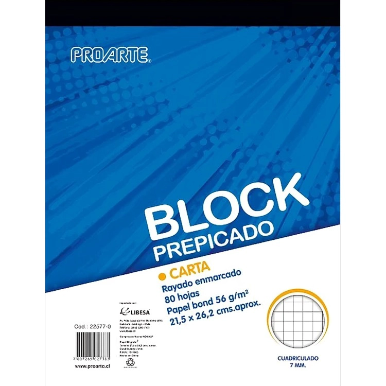 PACK 3 BLOCK PREPICADO CARTA 80H. MAT. 7MM. – PROARTE - 2