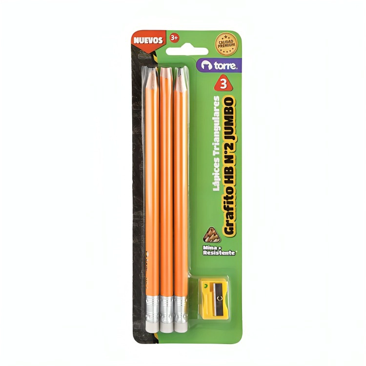 PACK 4 SET 3 LAPICES GRAFITO JUMBO TRIANGULAR TORRE - 1