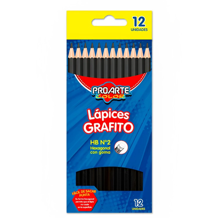 PACK 4 LAPICES GRAFITOS HEXAGONAL N° 2 HB CON GOMA 12 UND - 2
