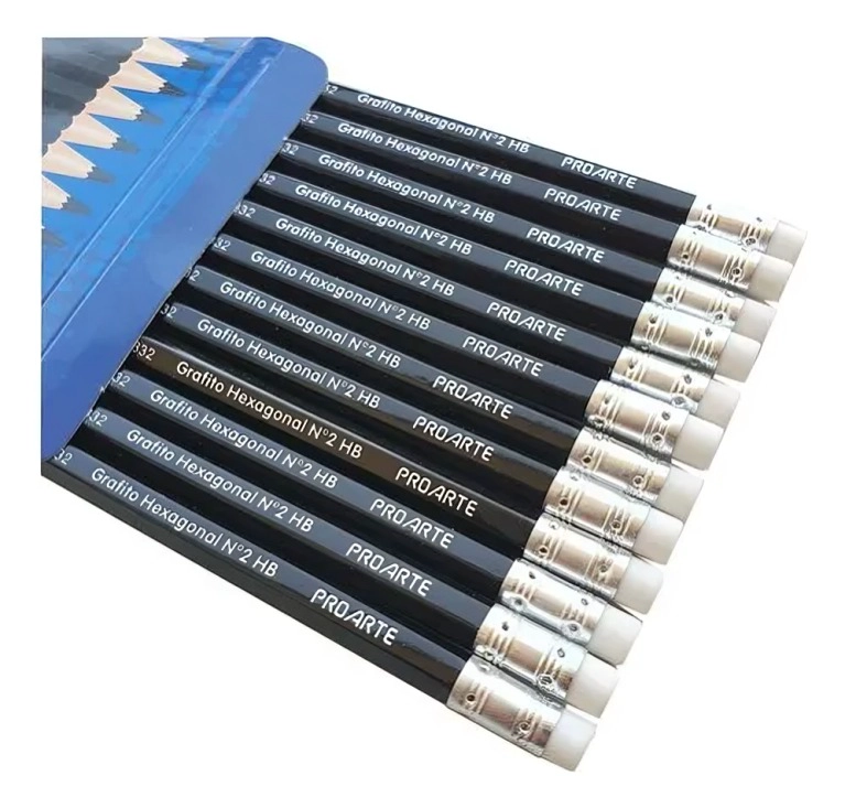 PACK 4 LAPICES GRAFITOS HEXAGONAL N° 2 HB CON GOMA 12 UND - 3