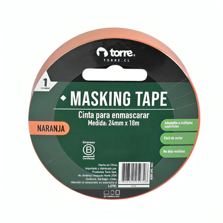 PACK 3 CINTA MASKING NARANJO 24MM. X18M. – TORRE - 2