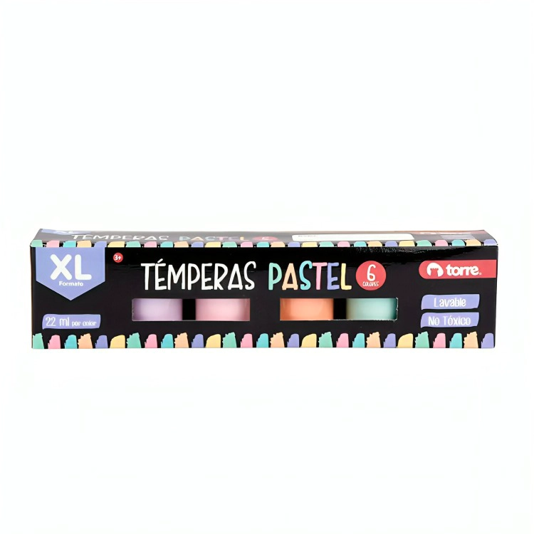 PACK 3 TE MPERAS 6 COLORES PASTELES – TORRE - 2
