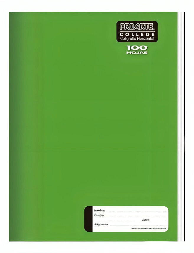 PACK 4 CUADERNO COLLEGE LISO CALIGRAFIA HORIZONTAL 100 HOJAS – PROARTE - 1
