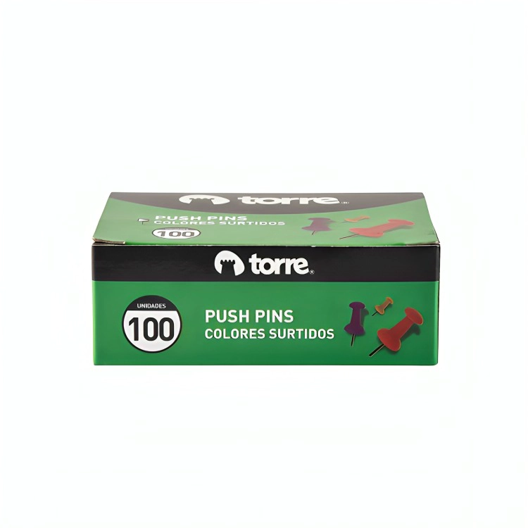 PACK 3 CAJA PUSH PINS JUMBO COLORES SURTIDOS 100 UND – TORRE - 1