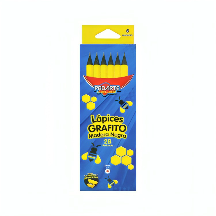 PACK 3 LAPICES GRAFITO REDONDO B N°2 6 UNID. + SACAPUNTAS + GRIPPED – PROARTE - 1