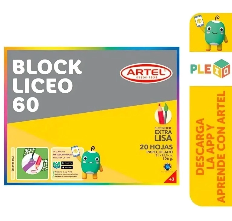 PACK 4 BLOCK LICEO 60 20 HOJAS – ARTEL - 1