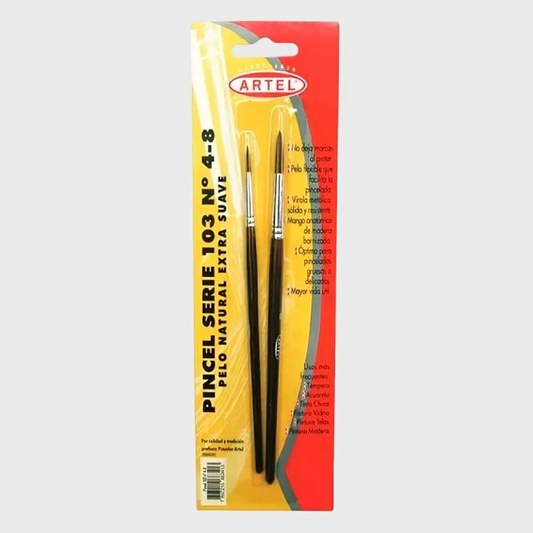 PACK 4 DE SET PINCELES PELO NATURAL N° 4 Y 8 – ARTEL - 1