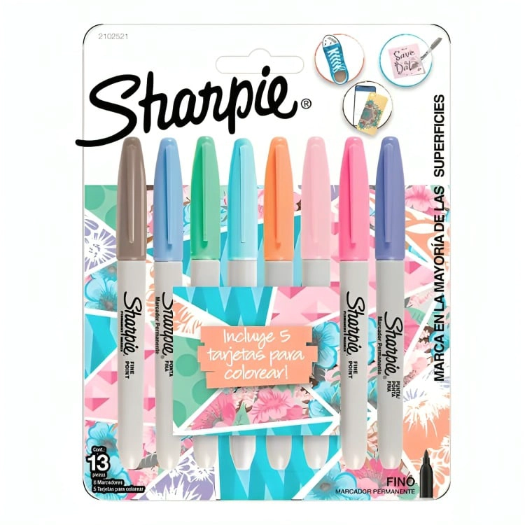 MARCADOR PUNTA FINA COLOR PASTEL TJX8 + TARJETAS – SHARPIE - 1