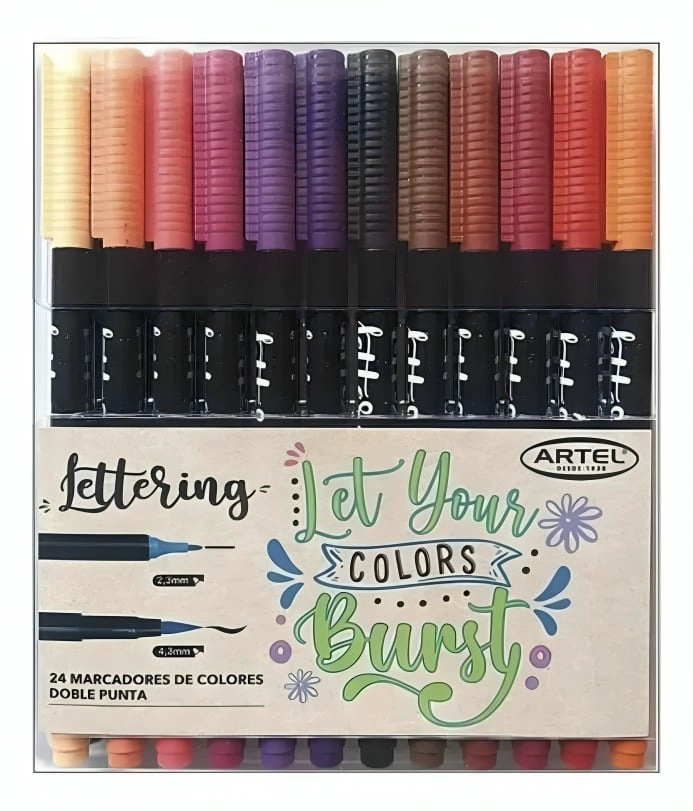 SET MARCADORES PUNTA 24 COLORES – ARTEL - 1