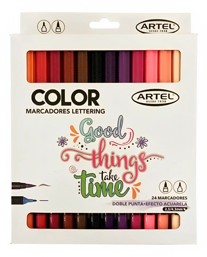 SET MARCADORES PUNTA 24 COLORES – ARTEL - 2