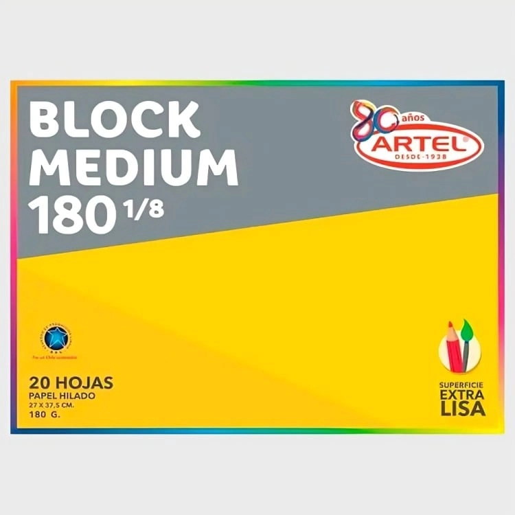 PACK 2 BLOCK DE DIBUJO MEDIUM 180 1/8 20 HOJAS – ARTEL - 2