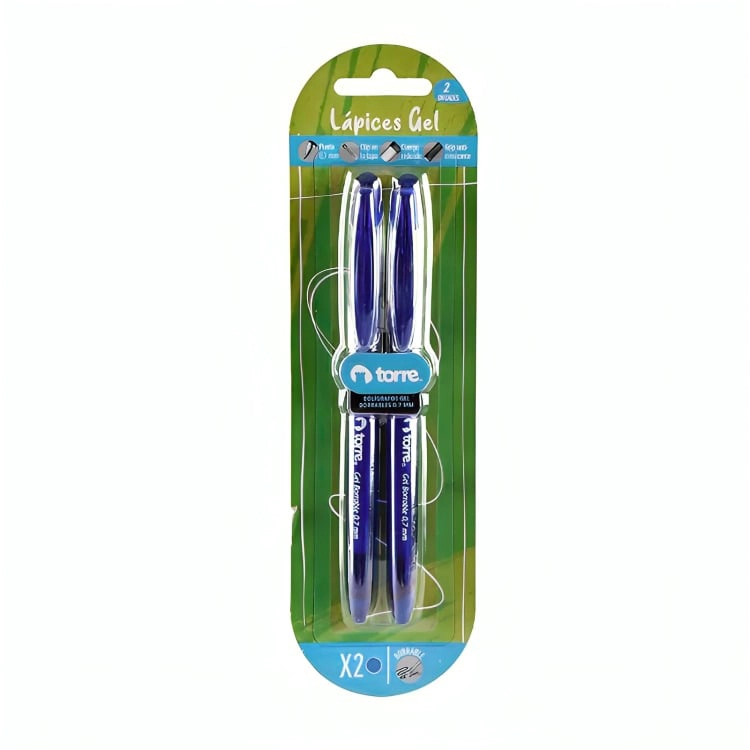 PACK 2 BOLIGRAFO GEL BORRABLE 2 UNIDADES COLOR AZUL BLISTER – TORRE - 2