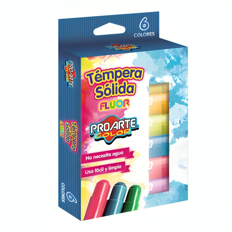 PACK 2 TE MPERA SOLIDA 6 UNIDADES NEON – PROARTE - 1
