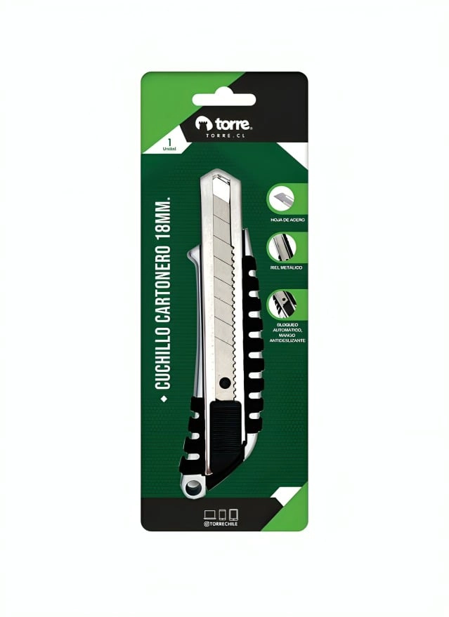 PACK 2 CUCHILLO CARTONERO GRANDE ALUMINIO 18MM. – TORRE - 2