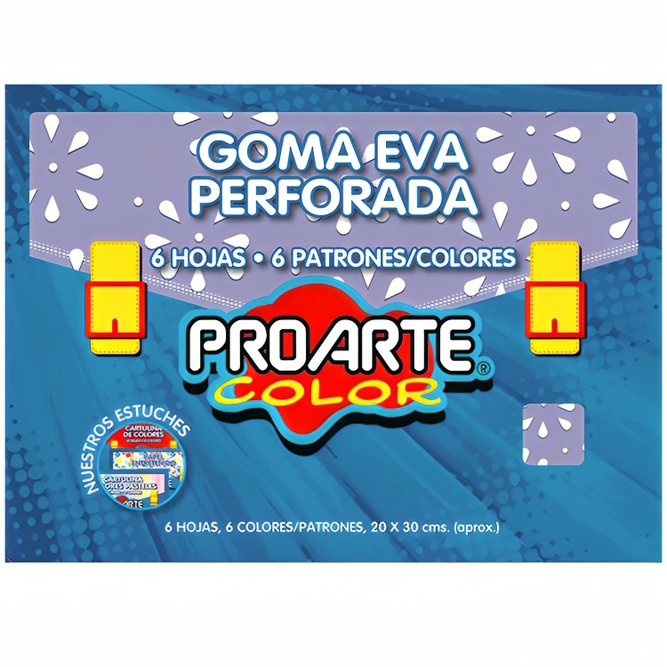 PACK 2 ESTUCHE GOMA EVA PERFORADA 6 COLORES – PROARTE - 1