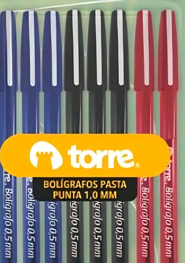 PACK 2  DE SET 8 BOLIGRAFOS 1.0MM 3A 3N 2R – TORRE - 1