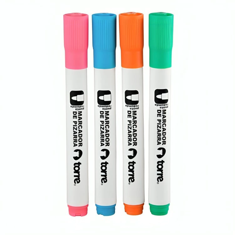 BLISTER MARCADORES DE PIZARRA PUNTA REDONDA 4 COLORES FANCY – TORRE - 1