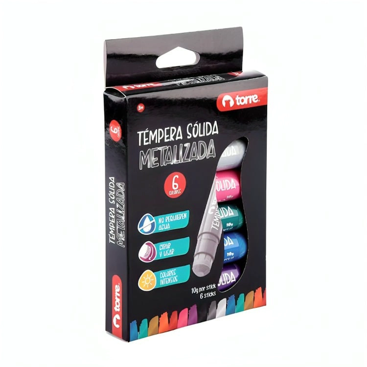 TE MPERA SOLIDA 6 COLORES METALICOS – TORRE - 1